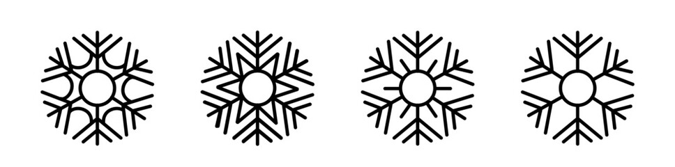 Set snowflake silhouette vector illustration on white background