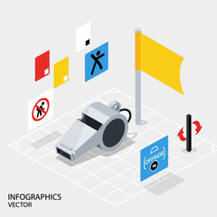 Isometric Football Referee Equipment and Signals.