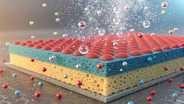 Magnified view of phase-change material absorbing heat efficiently
