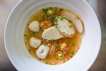 Street food in Thailand. fish noodle