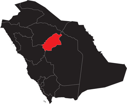 Qassim Region Province Region on Map of Saudi Arabia Editable Vector