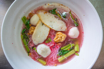 Street food in Thailand. fish noodle