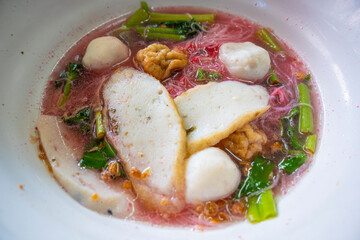 Street food in Thailand. fish noodle
