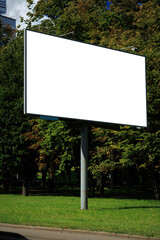 Background for design, billboards on city streets and along roads in the summer day