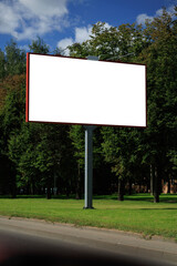 Background for design, billboards on city streets and along roads in the summer day