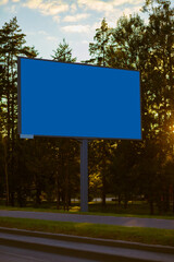 Background for design, white billboards on city streets and along roads in the summer day