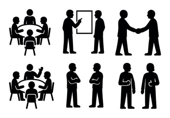 Silhouettes illustrating business communication and team collaboration