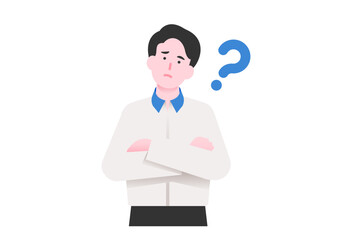 疑問を抱えるビジネスパーソン男性