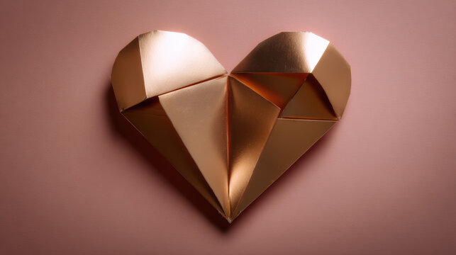 Deconstructed geometric rose gold heart, modern abstract symbol of love. romantic foil object representing complex passion and romance - Powered by Adobe