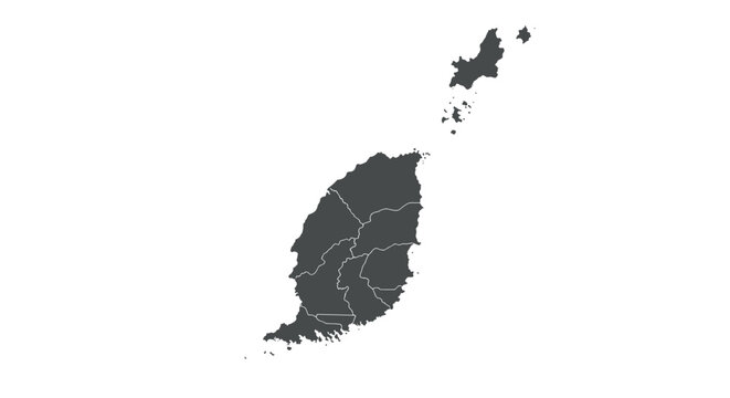 Grenada country map with parishes in minimalist silhouette style