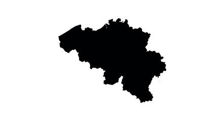 Fototapeta premium Black silhouette map of belgium on white background