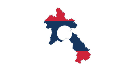 Lao map with flag colors on white background