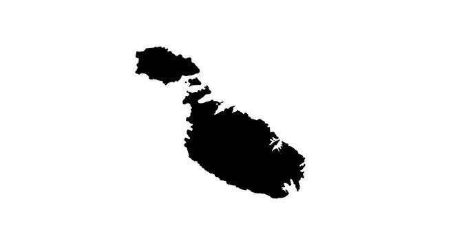 Minimalist silhouette map of malta with clean white background