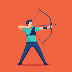 Archery Draw Bow Flat Illustration