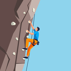 Rock Climbing Flat Illustration