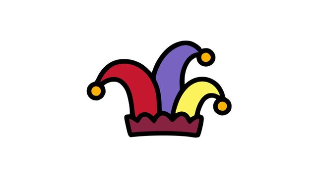 Vibrant clown hat animation featuring bright colors and whimsical shapes ideal for fun party graphics and joyful character elements
