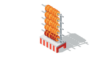 Isometric abacus with colorful beads on white background