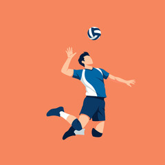 Volleyball Spike Flat Illustration