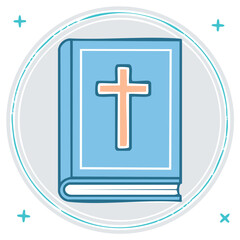 Fototapeta premium Book with Cross Illustration in Circle Christian Religious Symbol