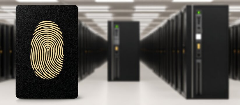 Biometric Security in a Server Room with Fingerprint Scanner. - Powered by Adobe