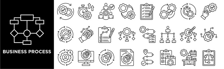 Business Process  icon collection set. Containing design workflow, process, operation control, business automation, optimization 