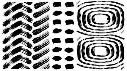Bold black brushstroke pattern with organic shapes, perfect for modern designs and creative backgrounds, adding unique texture to any project, original vector graphic