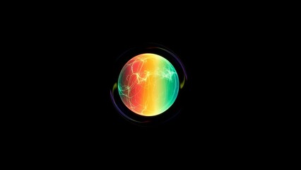 Glowing Rainbow Sphere Abstract Energy Ball on Black Background