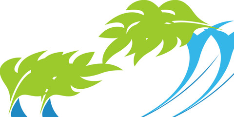 logo featuring green leaves and blue water waves, creating a minimalist, eco-friendly design. The background is white. This concept represents nature, gardening, hydroponics, and sustainability