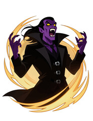 Obraz premium Vampire Character in Dynamic Pose with Swirling Energy