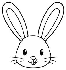 Fototapeta premium A cute cartoon bunny rabbit head outline for coloring pages and spring designs