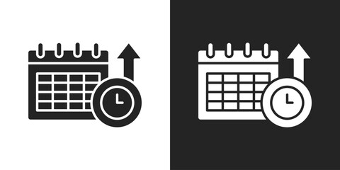 Time Management Icon In Black And White Glyph Style