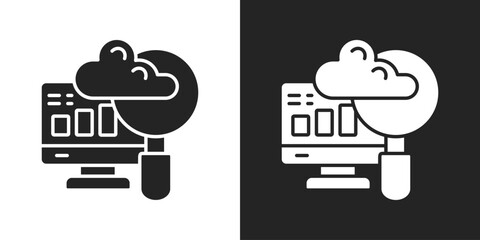 Data Analytics Icon In Black And White Glyph Style