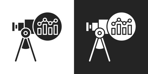 Forecast Analytics Icon In Black And White Glyph Style