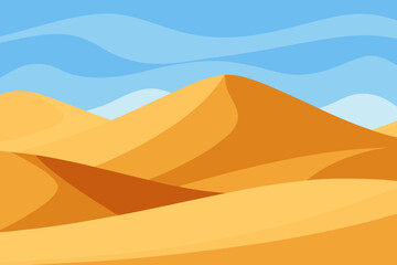 Desert sand dunes with soft shadows simple vector illustration