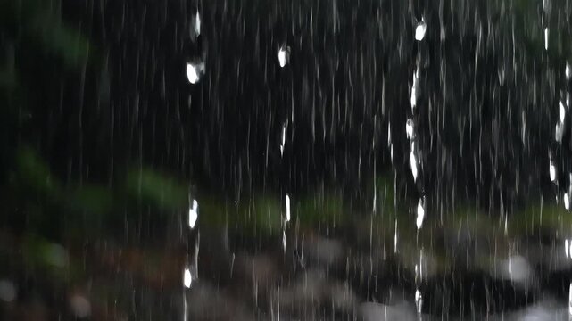 Heavy Rainfall Creates a Dramatic Downpour CloseUp View of Raindrops Falling Showcasing the Intensity and Beauty of a Summer Storm Perfect for WeatherRelated Content.