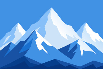 Mountain range covered in snow simple vector illustration