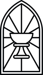 Chalice icon symbolizing eucharist and christian faith in a church window