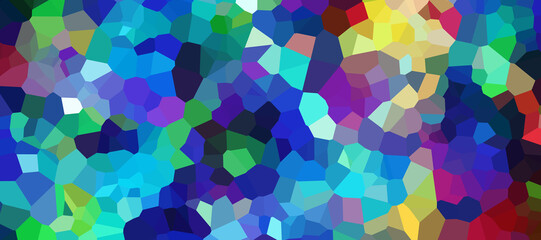 Abstract image composed of irregular polygonal shapes creating a mosaic pattern. The color palette includes