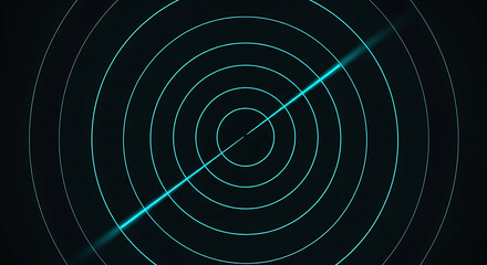 High-Tech Security Radar System Display Showing Scanning Signal and Concentric Circular Pattern
