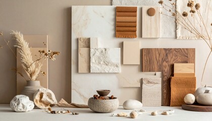 Neutral Material Swatch Grid with Textures and Natural Surfaces
