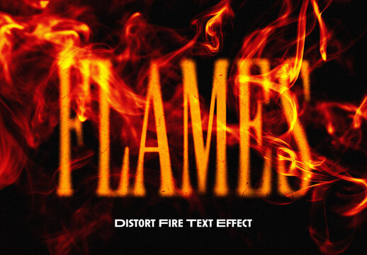 Distort Fire Text Effect Mockup