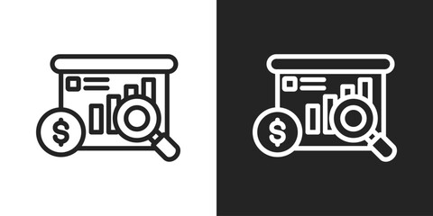 Data Research Icon In Black And White Line Style