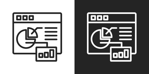 Analytics Icon In Black And White Line Style