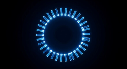 High-tech digital display element of a blue ring loading bar or futuristic abstract data visualization.