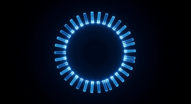 High-tech digital display element of a blue ring loading bar or futuristic abstract data visualization. - Powered by Adobe