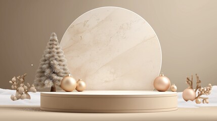3d podium with a golden background, product display mockup design template for a christmas sale presentation. 