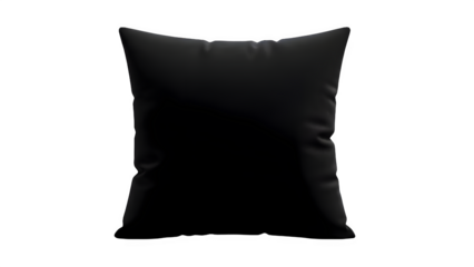 Isolated black pillow with soft texture for interior design projects on transparent background isolated on transparent background