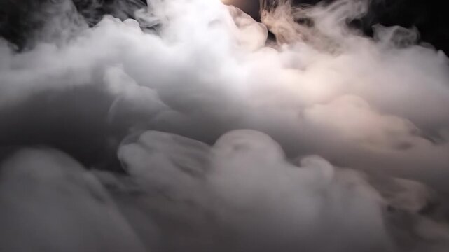 Extremely dense rolling white fog abstractly filling the entire frame in slow motion with subtle atmospheric backlighting natural, cold, highkey