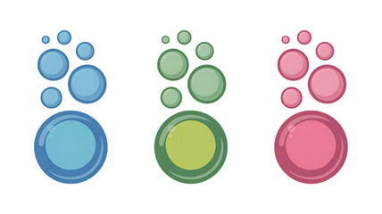 Whimsical bubbles in blue, green, and pink hues rise playfully, perfect for adding a touch of lighthearted fun to your design projects or bringing a cheerful vibe to any creative work