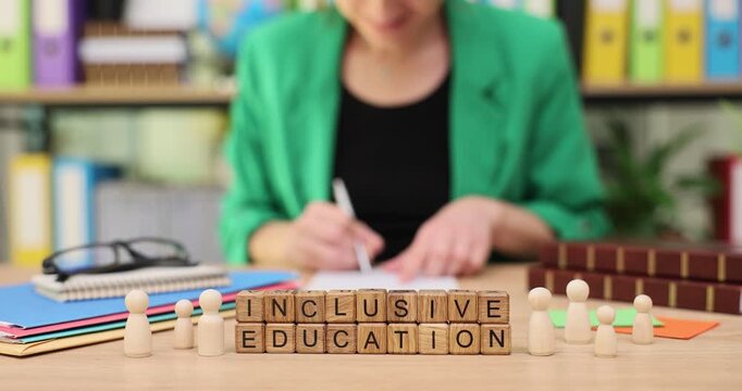 Inclusive education in action as a dedicated teacher prepares engaging materials for diverse learners in a vibrant classroom setting